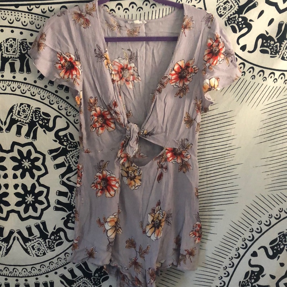 Deep v floral romper
